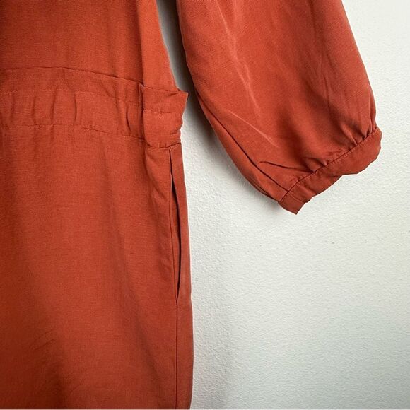 Eve Gravel Rust Sonora Dress Tie Waist Womens Size Medium Pockets - Picture 11 of 14